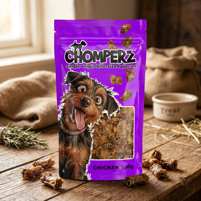 Chomperz Chicken Necks 100g - air-dried Australian dog treat pack