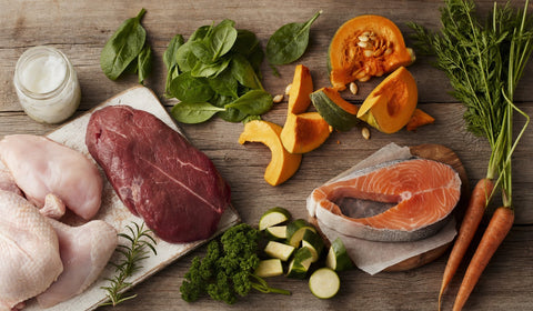 Fresh raw dog food ingredients supporting skin and coat health